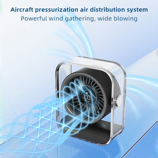 KALAMAN Desk Fan, 4000mAh Ultra Quiet Air Circulator Fan, 5 Speeds with Strong Airflow, 120° Rotate Portable Fan For Bedroom Home Office Desktop Travel